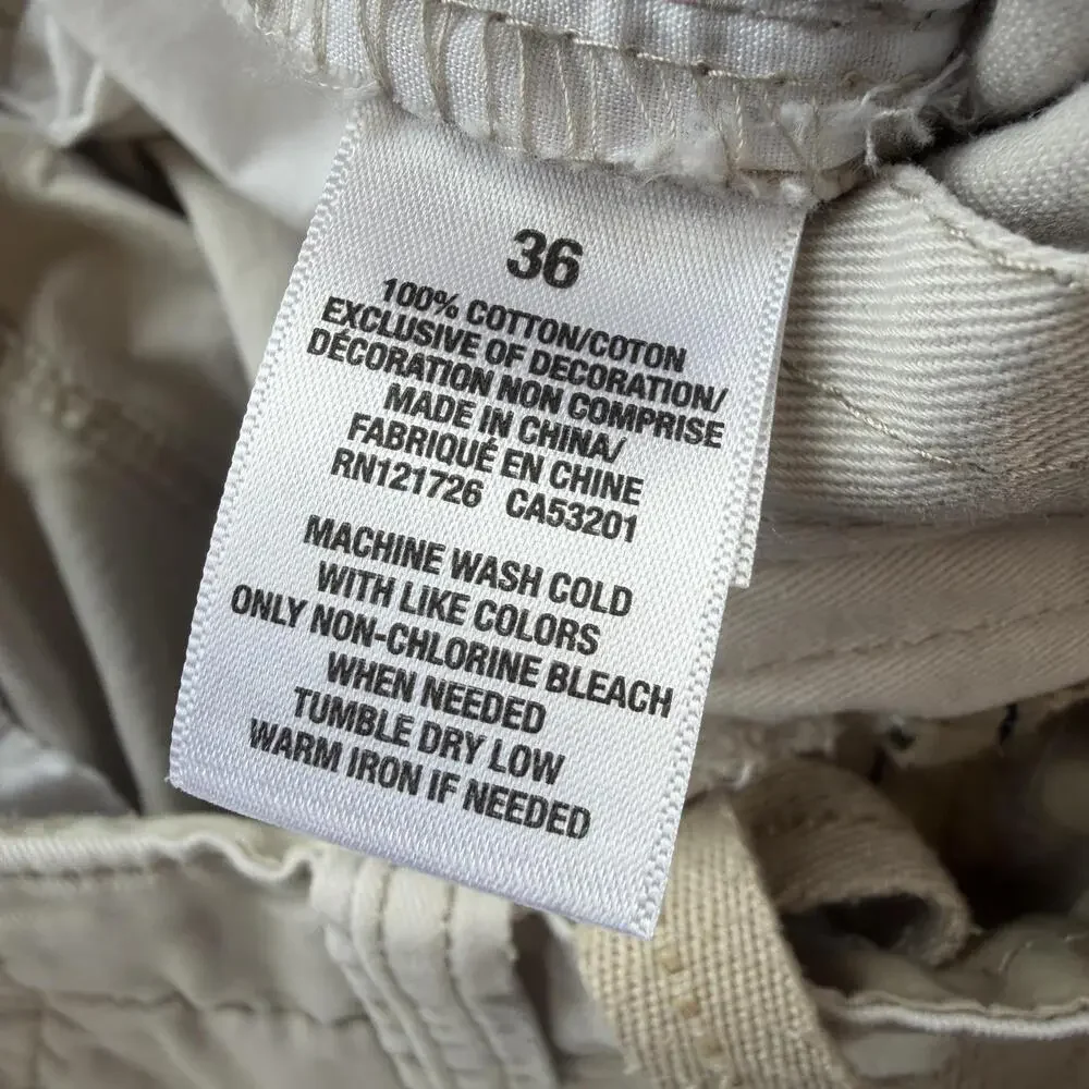 Aeropostale Cargo Shorts Mens 36 Beige Drawstring Pockets 11 Inseam Casual